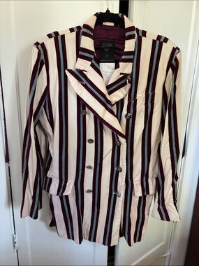 Jean Paul Gaultier Striped Jacket in Burgundy, Light Blue & Cream
